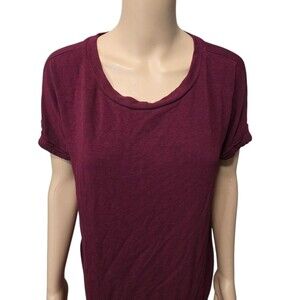 Matty M small maroon women's short sleeve thick round neck shirt classic fit